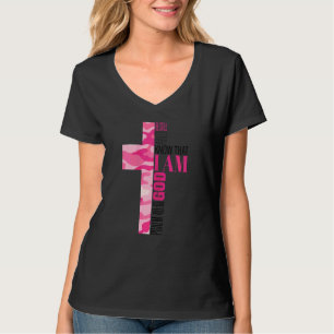 Camiseta A Cruz Rosa Bonita De Camo Fica E Conhece Deus Chr