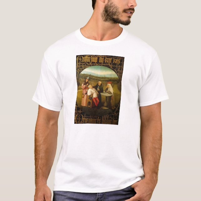 Camiseta A cura do insensatez por Hieronymus Bosch (Frente)