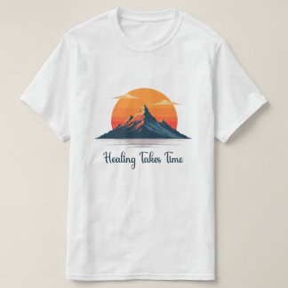 Camiseta "A Cura Leva Tempo" Pôr do Sol na Montanh
