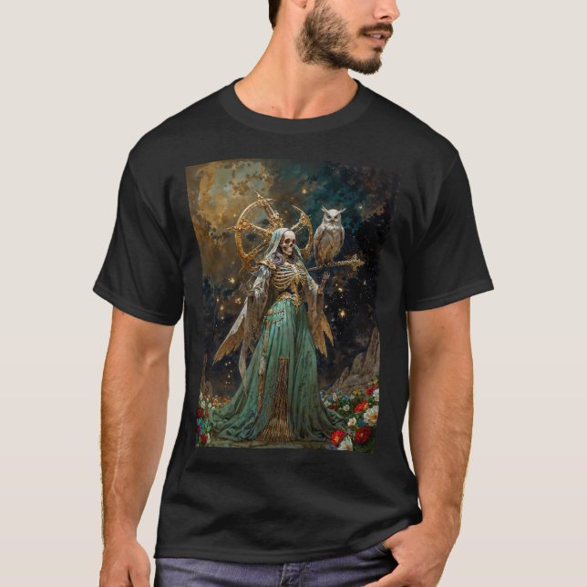 Camiseta A Dama dos Ossos Sagrados Santa Morte (Frente)