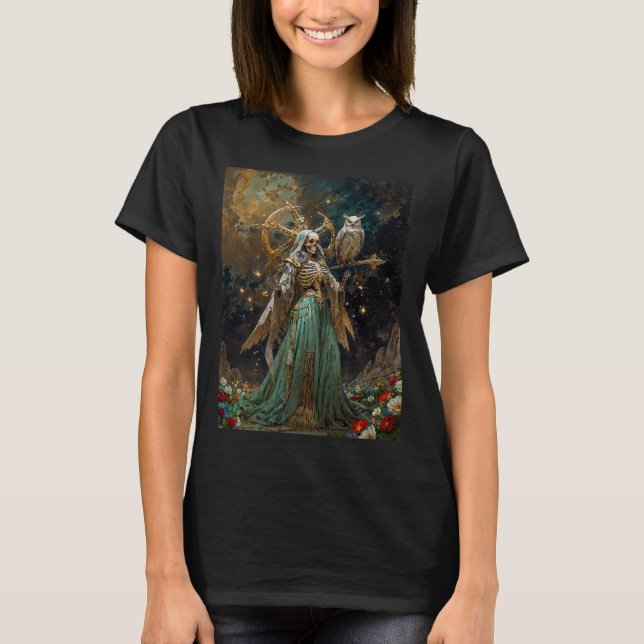 Camiseta A Dama dos Ossos Sagrados Santa Morte (Frente)