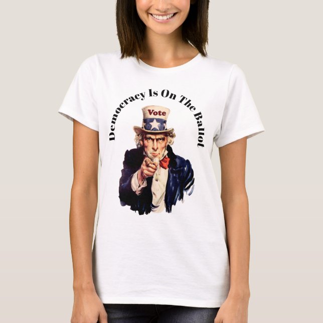 Camiseta A democracia está no escrutínio de 2026 (Frente)