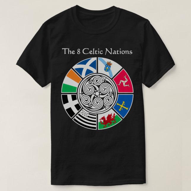 Camiseta A Design de Bandeira das Nações Célticas dos 8 Ant (Frente do Design)