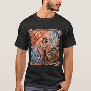 Camiseta A Deusa dos Quatro Elementos - Fênix, Peixe, 
