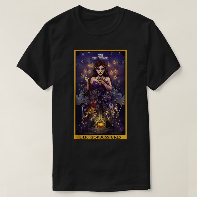 Camiseta A Deusa Eris O Cartão Tarot Torre Wiccan Pagan (Frente do Design)