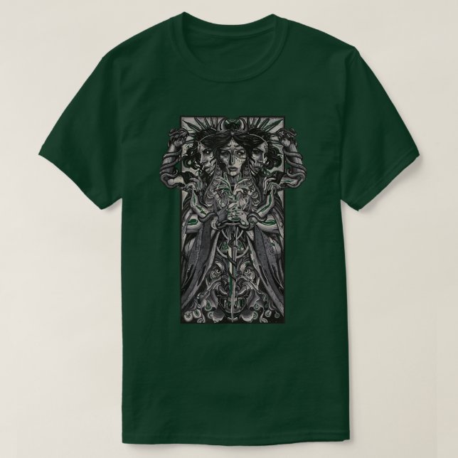 Camiseta A Deusa Hecate Tarot Card Triple Wiccan Pagan (Frente do Design)