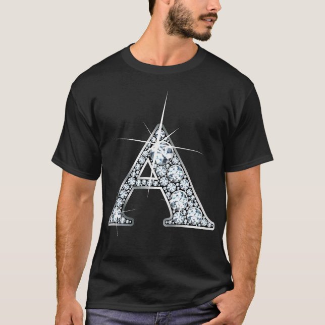 Camiseta "A" Diamond Bling Impressão T-Shirt (Frente)