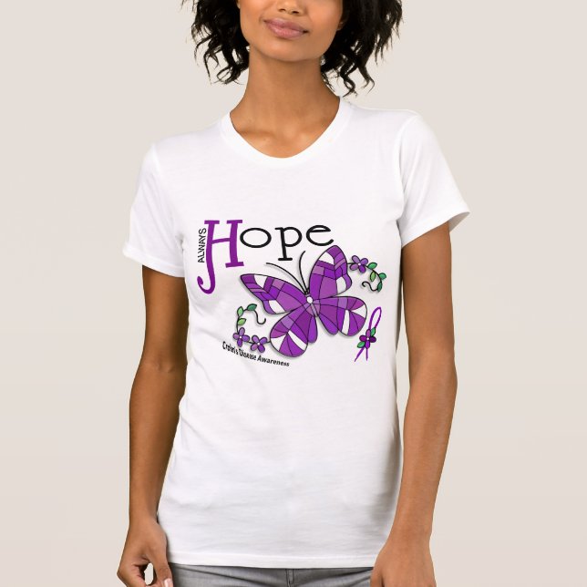 Camiseta A doença de Crohn da borboleta do vitral (Frente)
