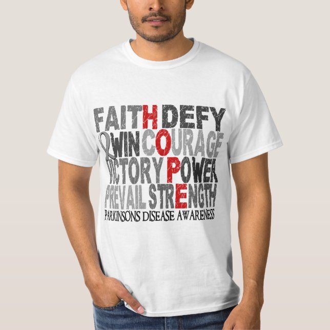 Camiseta A doença de Parkinson da colagem da palavra da (Frente)