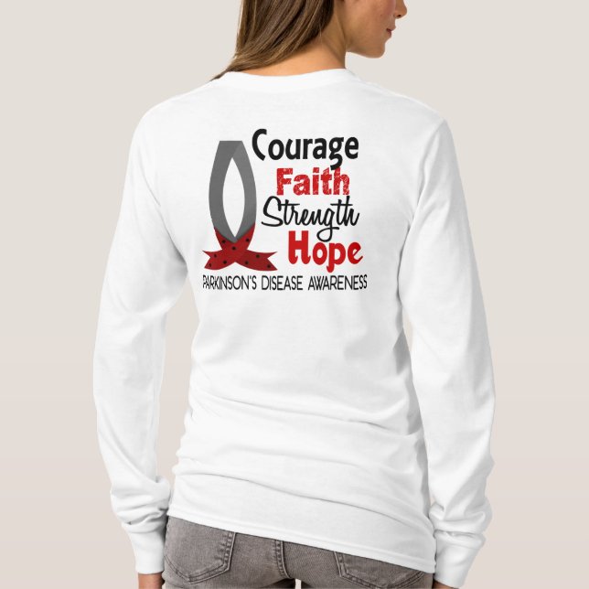 Camiseta A doença de Parkinson da esperança da força da fé (Verso)