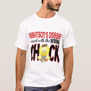 Camiseta A doença de Parkinson sujada com o pintinho errad