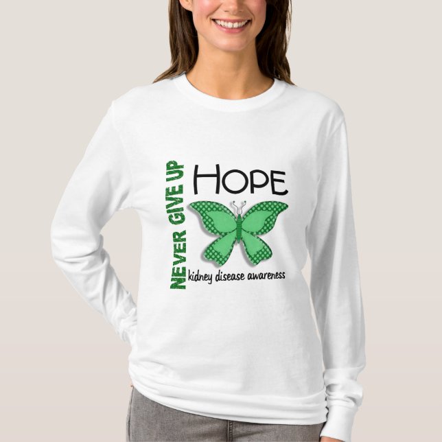 Camiseta A doença renal nunca dá acima a borboleta 4,1 da (Frente)
