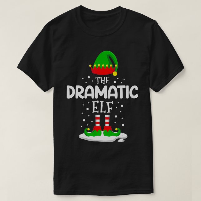 Camiseta A Dramática Família de Natal Elf Correspondendo Fi (Frente do Design)