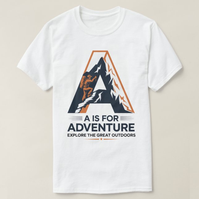 Camiseta A é para Adventure Hiking Mountain Design (Frente do Design)