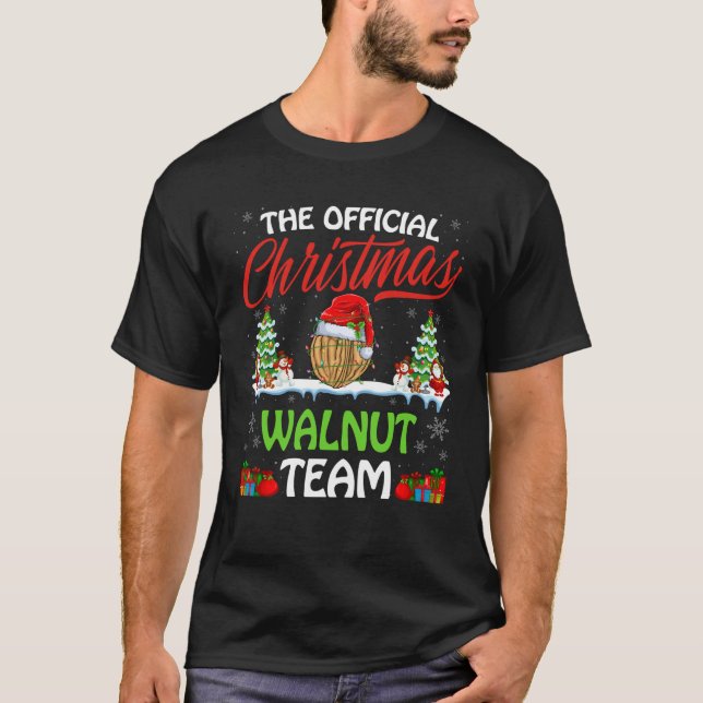 Camiseta A equipe de nozes de Natal Walnut Vestindo Santa H (Frente)