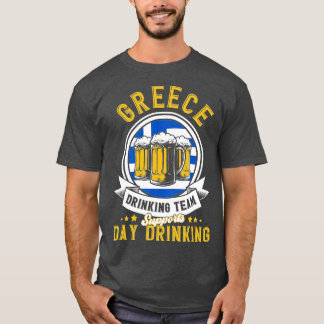 Camiseta A Equipe do Bebendo grécia Suporta A Bebida Do Beb