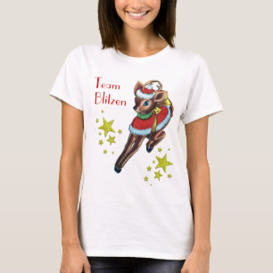 Camiseta a equipe do natal vintage blitzen o tshirt da rena