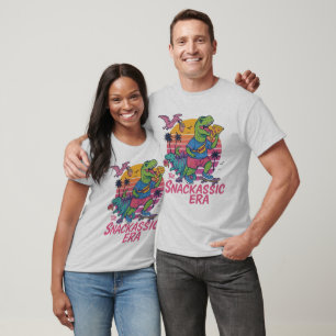 Camiseta A Era Snackássica - Diversão Retro com Dinossauros