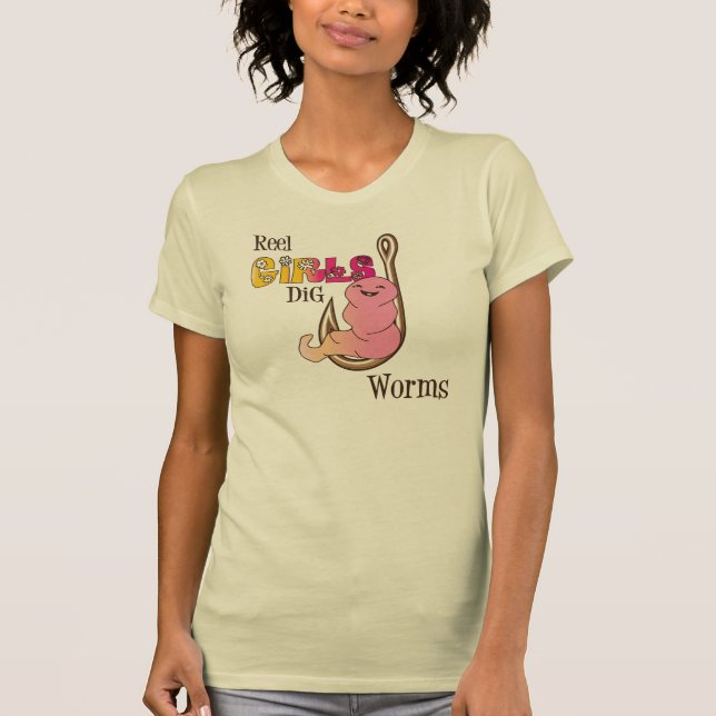 Camiseta A escavação das meninas do carretel Worms o (Frente)
