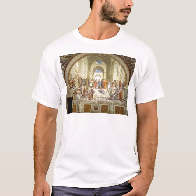 Camiseta A escola do fresco de Atenas por Raffaello Sanzio (Frente)