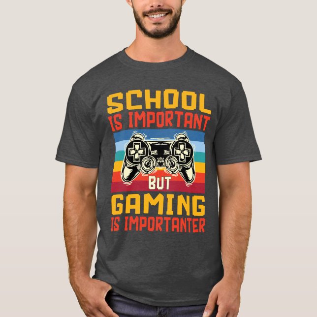 Camiseta A escola é importante, mas jogos são Nerd importan (Frente)