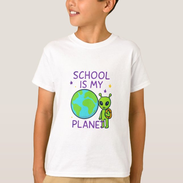Camiseta A escola é meu aluno de diversão planetária de vol (Frente)