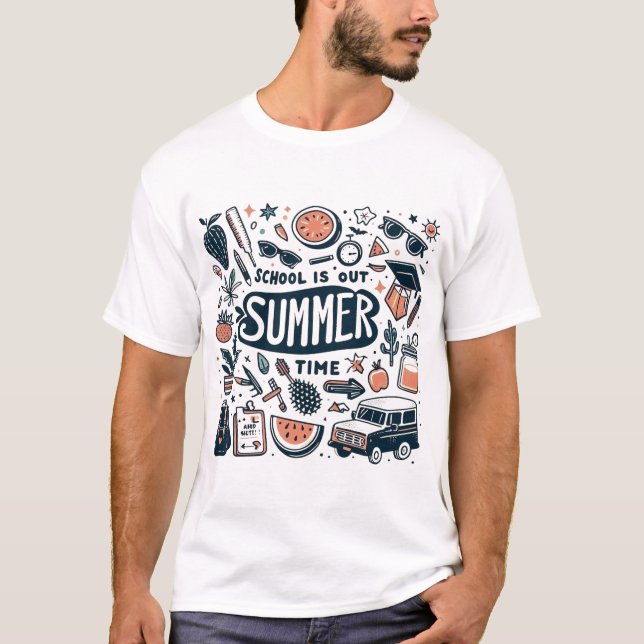 Camiseta A Escola Está Fechada - Diversão de Verão nas Féri (Frente)