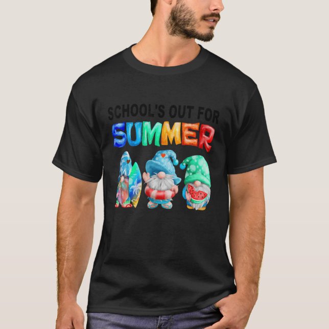Camiseta A escola está fora para o professor de gnomos de v (Frente)