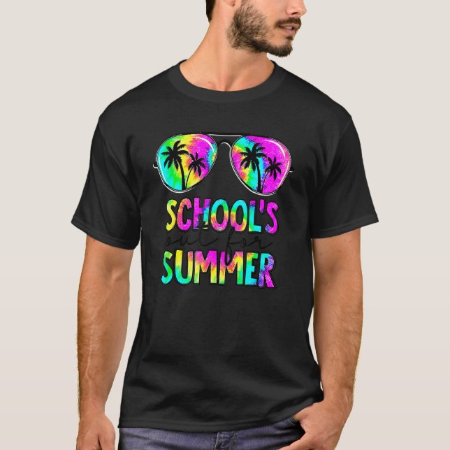 Camiseta A escola saiu para os óculos de verão, colar no di (Frente)