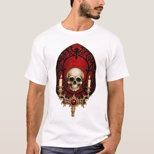 Camiseta A escura elegância do estilo gótico. (Frente)