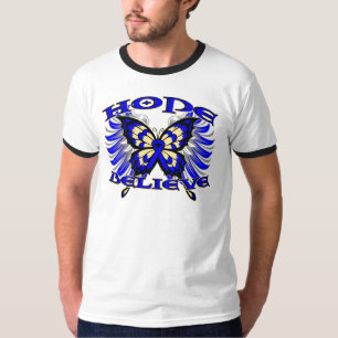Camiseta A esperança do cancer retal acredita a borboleta