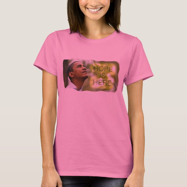 Camiseta A esperança por muito tempo Sleeved das senhoras (Frente)