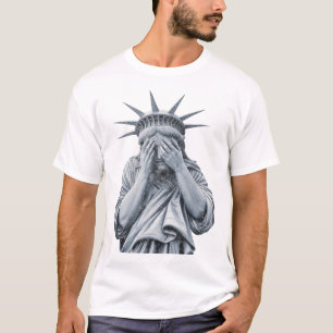 Camiseta A Estátua Americana Da Liberdade Chora Homens Engr
