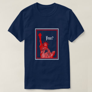 Camiseta A Estátua Vermelha Branca e Azul da Liberdade Liv