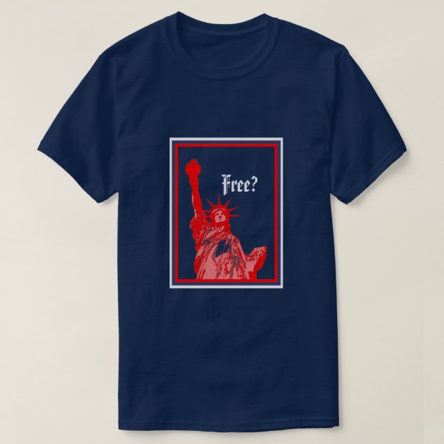 Camiseta A Estátua Vermelha e Azul da Liberdade Livre? (Frente do Design)