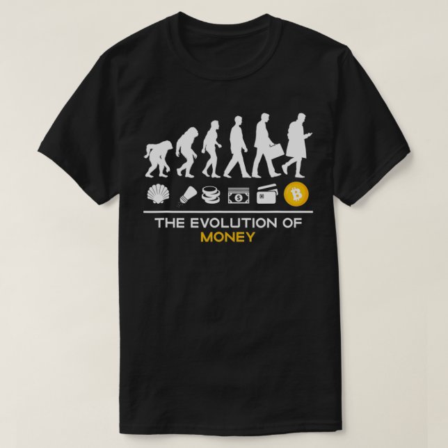 Camiseta A Evolução da Criptomoeda Dinâmica BTC (Frente do Design)