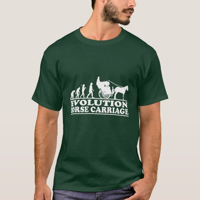Camiseta A evolução da evolução da Carruagem de cavalos é e (Frente)