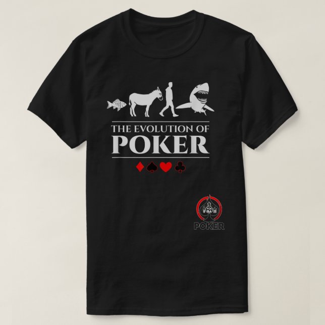 Camiseta A Evolução do Carrinho-Homem-Burro Peixe-Poker (Frente do Design)