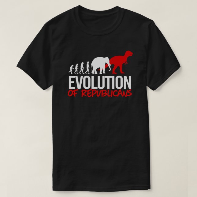 Camiseta A Evolução dos Republicanos em Dinossauros (Frente do Design)