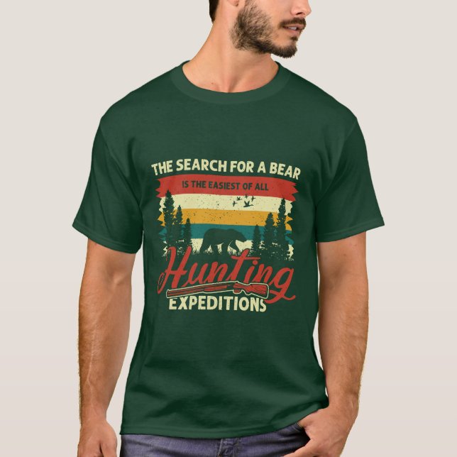Camiseta A Expedição de Caça Mais Fácil: Procurando Urso (Frente)
