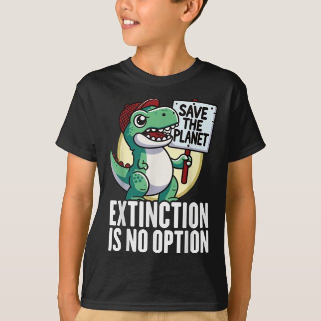 Camiseta A Extinção Não É Opção Dinossauro Ambiental Pro (Frente)