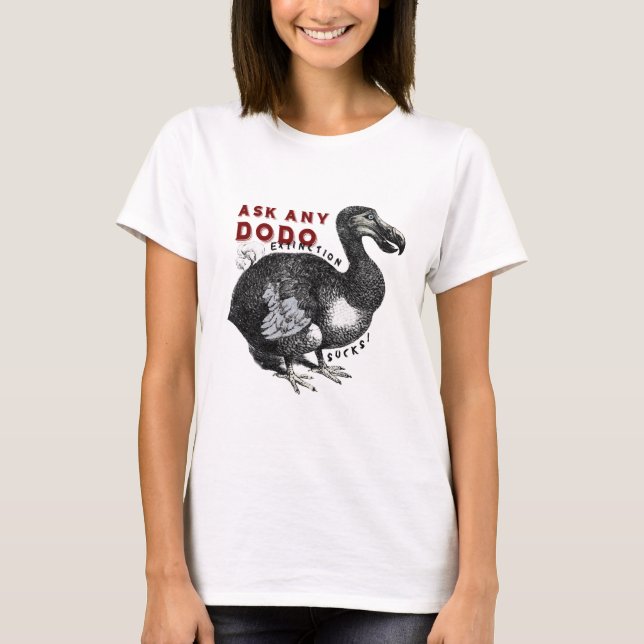 Camiseta A extinção suga o design #2 do pássaro do Dodo (Frente)