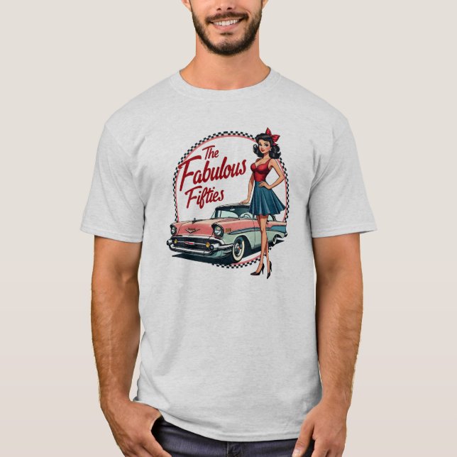 Camiseta A Fabulosa Anos 50 da Garota do Carro Retro (Frente)