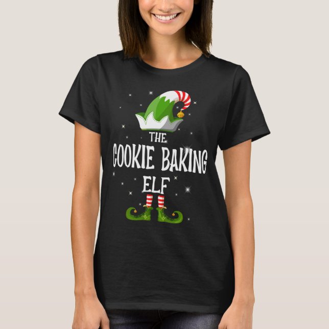 Camiseta A Família Cookie Baking Elf Correspondendo ao Nata (Frente)