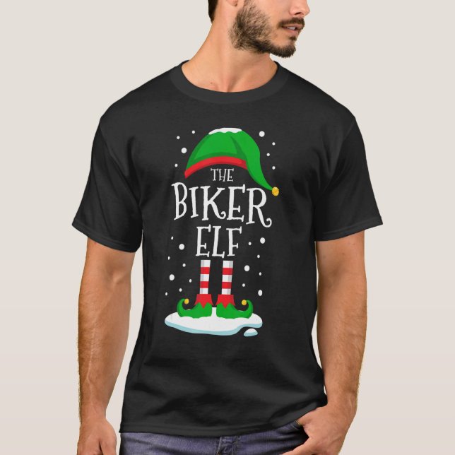 Camiseta A Família De Natal Biker Elf Correspondendo À Bike (Frente)