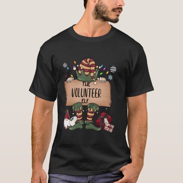 Camiseta A família de Natal do Elf Voluntário Correspondend (Frente)