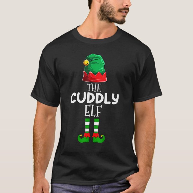Camiseta A Família de Natal Elf Fofinho Correspondendo Figu (Frente)