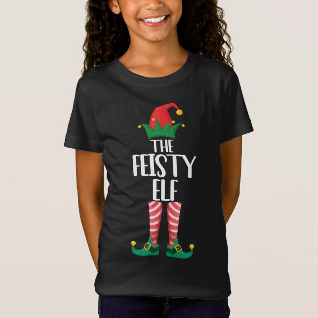 Camiseta A Família Feisty Elf Correspondente Grupo de Natal (Frente)