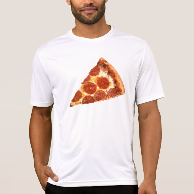 Camiseta A fatia clássica de pizza de pepperoni SlipperyJoe (Frente)