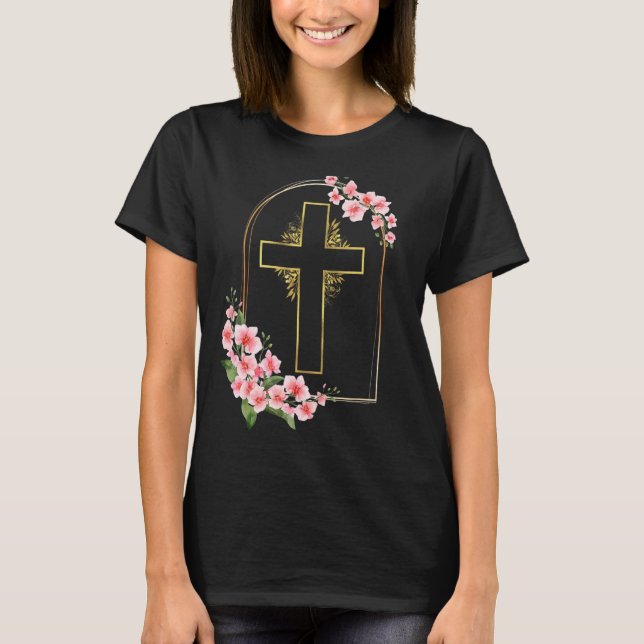 Camiseta A fé cristã Jesus religião é a flor de Deus (Frente)